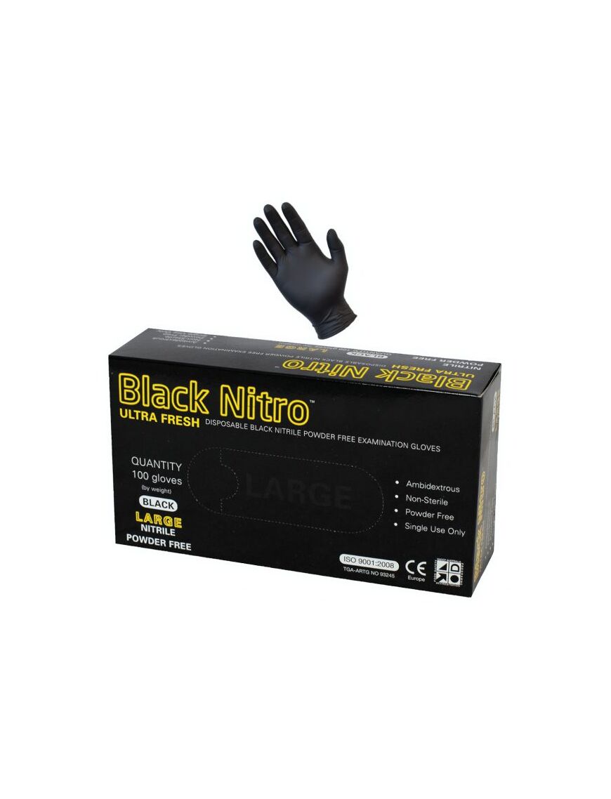 Black Nitrile Gloves Large (100 Pack)